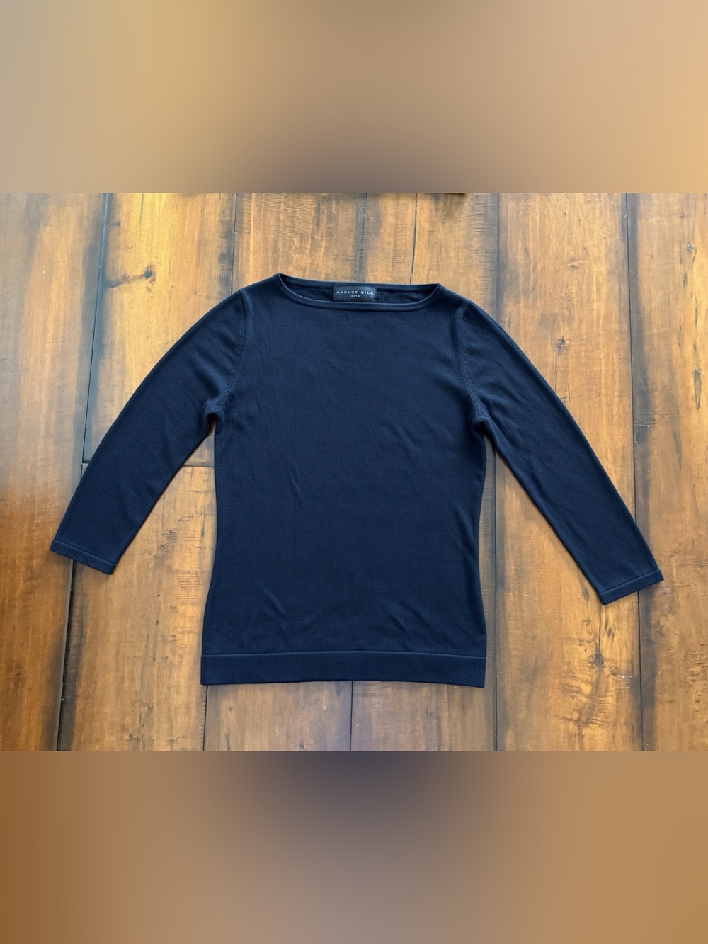 august silk Black Long Sleeve Boatneck Top
